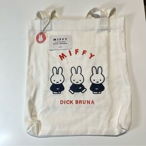 MWTS unused Miffy Dick Bruna Canvas Tote Bag with Embroidered Stitch design